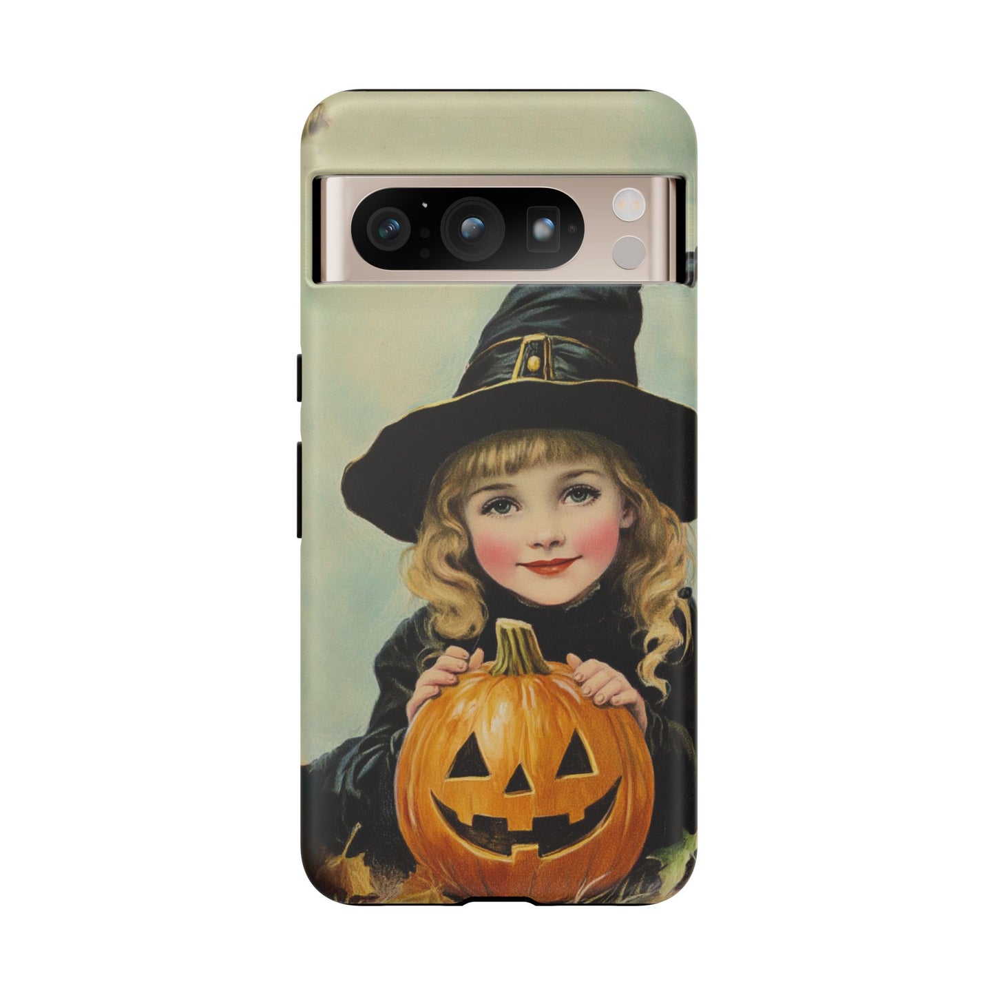 Vintage Halloween Card Witch and Jack-o'-lantern Phone Cover