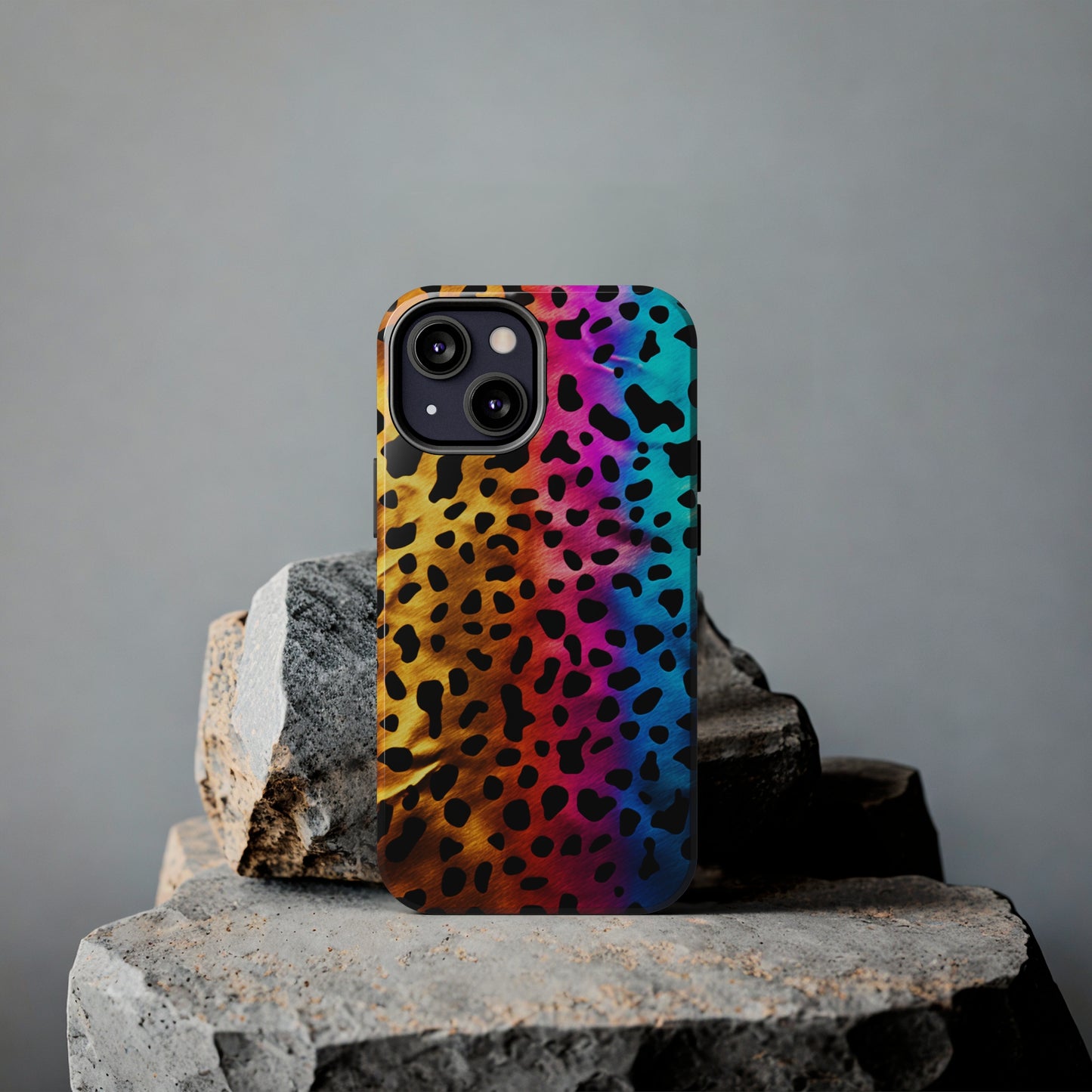 Kaleidoscopic Wild: Psychedelic Rainbow Leopard Print | Dazzling iPhone Case