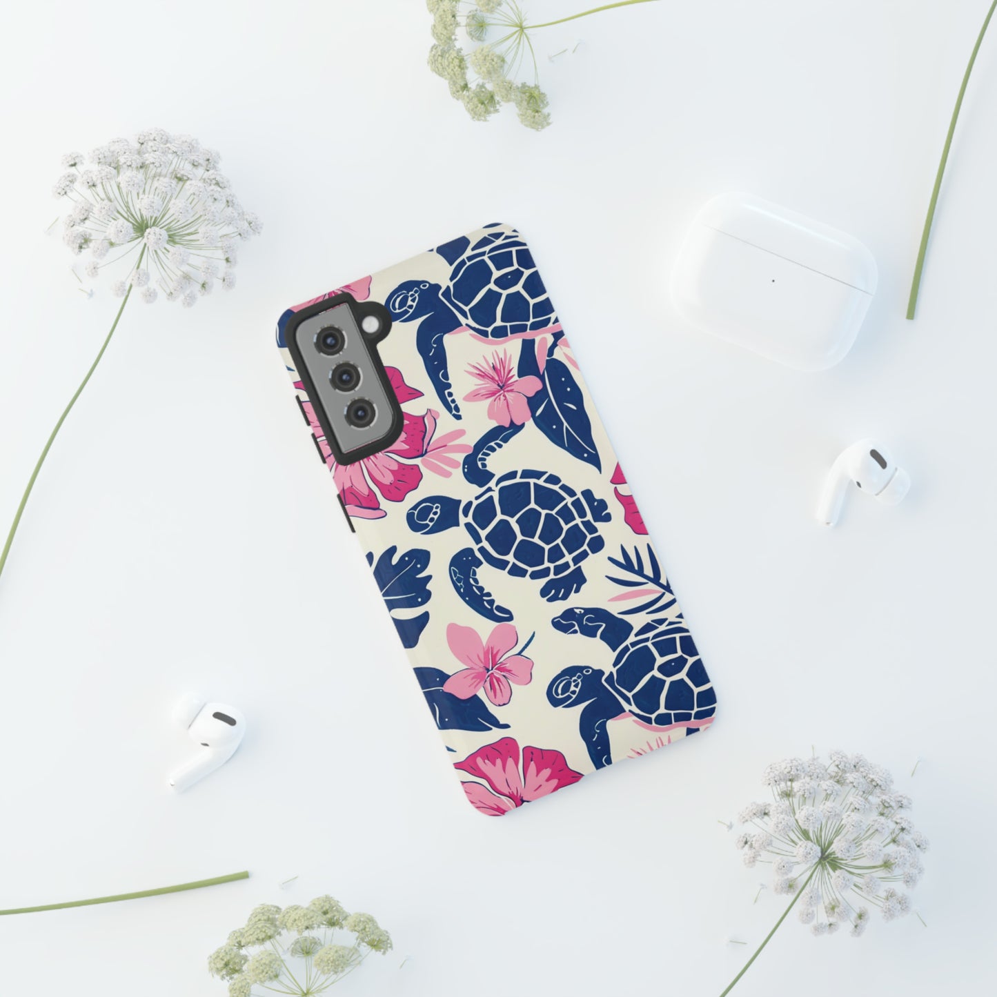 Undersea Floral Blue Sea Turtle Phone Case