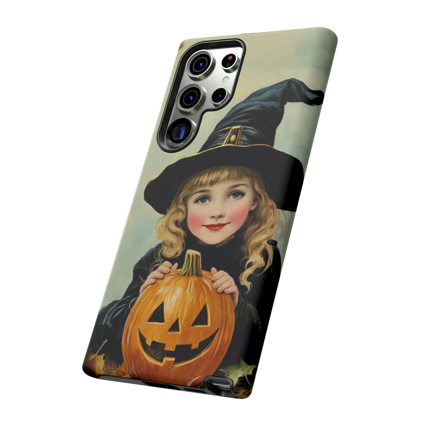 Vintage Halloween Card Witch and Jack-o'-lantern Phone Cover