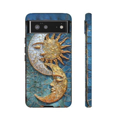 Boho Sun and Moon Mosaic Tile Stained Glass Phone Case