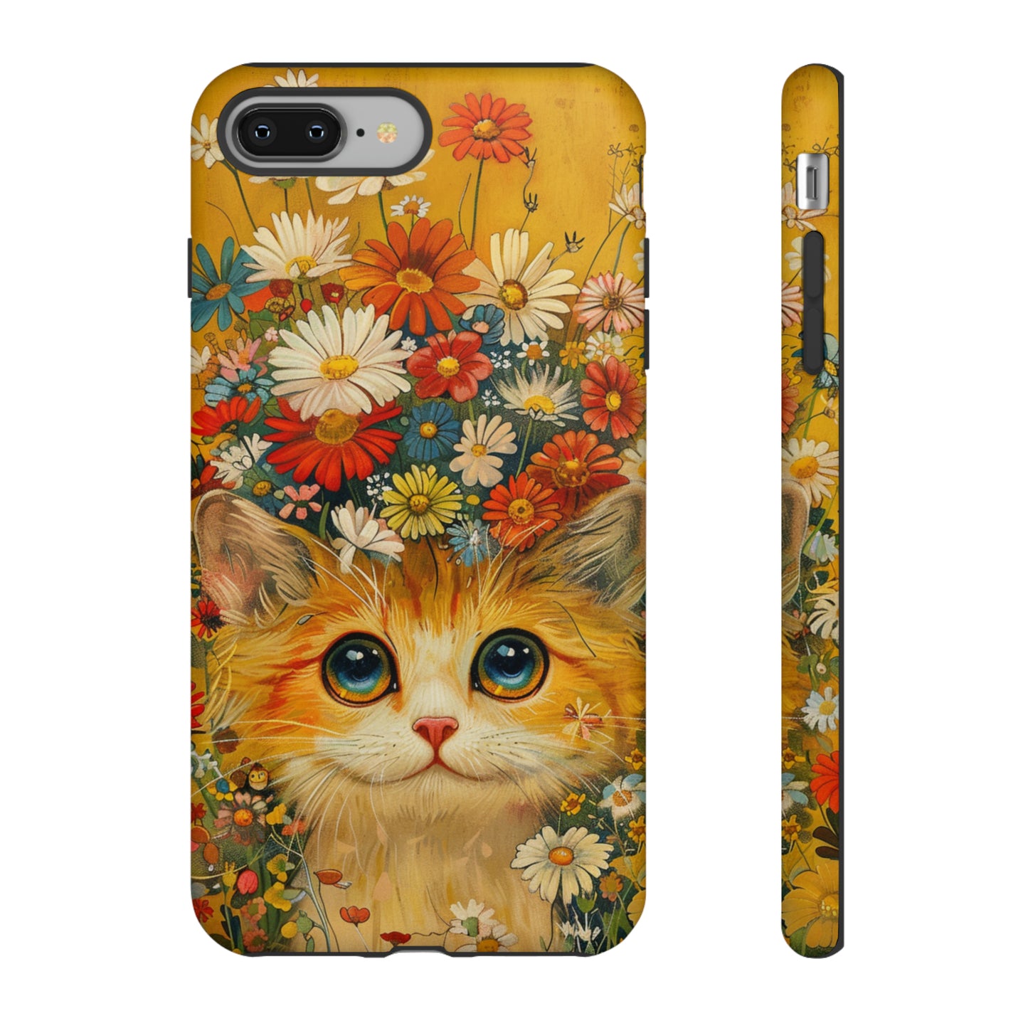 Cute Cat in Floral Garden Phone Case