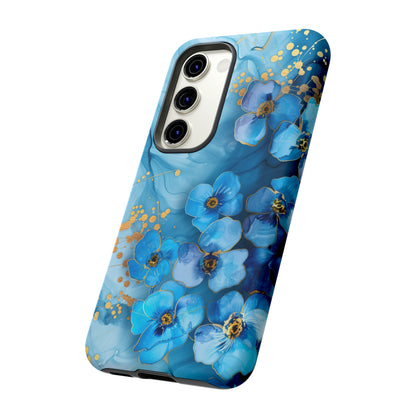 Forget Me Nots Gold Color Splash Floral Design Phone Case