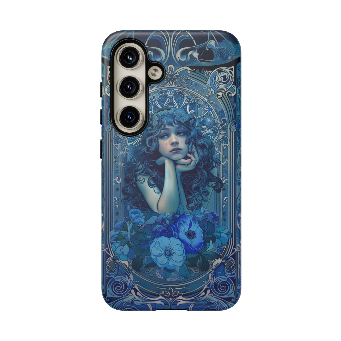 Blue Floral Art Nouveau Style Phone Case