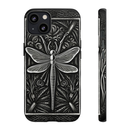 Vintage Woodcut Style Dragonfly Art