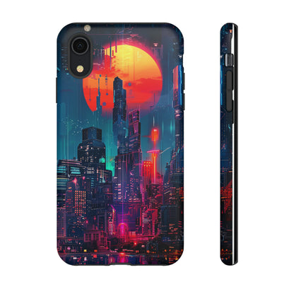 Cyberpunk Full Moon Cityscape Phone Case