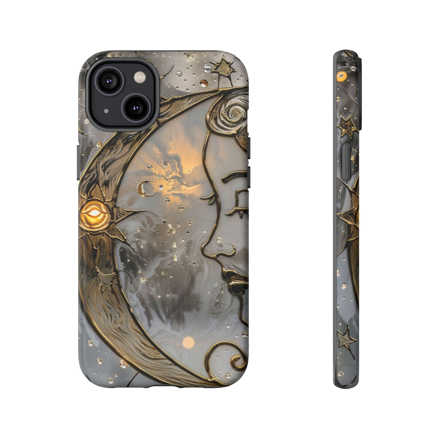 Moon Stars Stained Glass Starry Night Phone Case