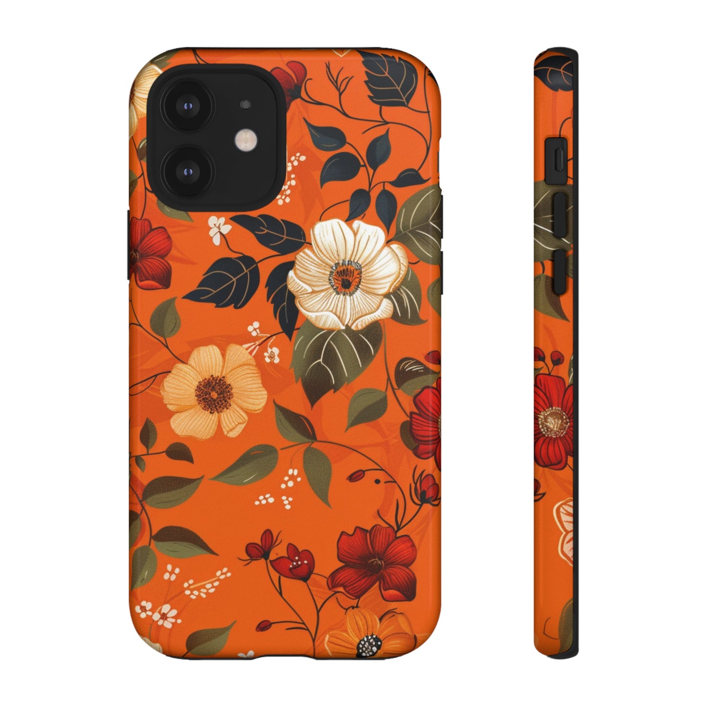 Orange Floral Phone Tough Case