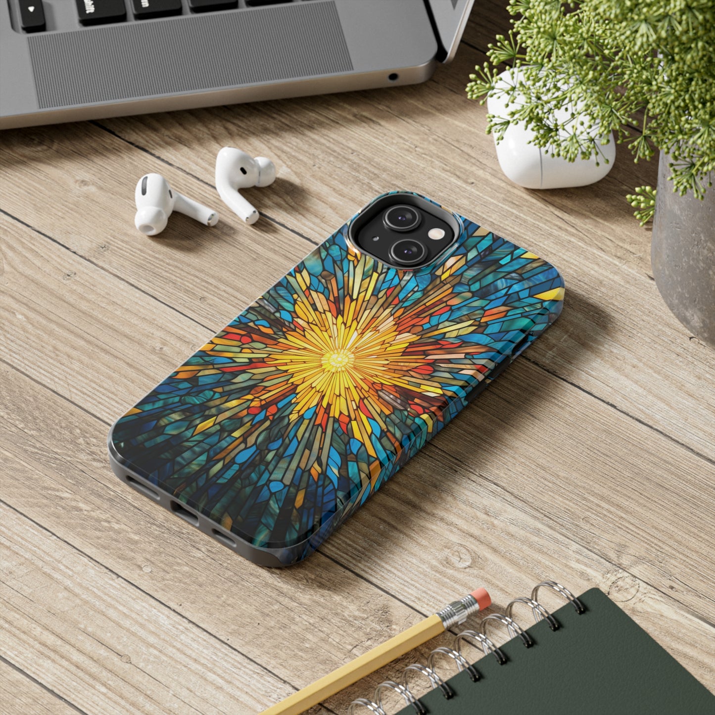 Stained Glass Sunburst Magic | Tough iPhone Case | Embrace Vibrant Style and Reliable Protection