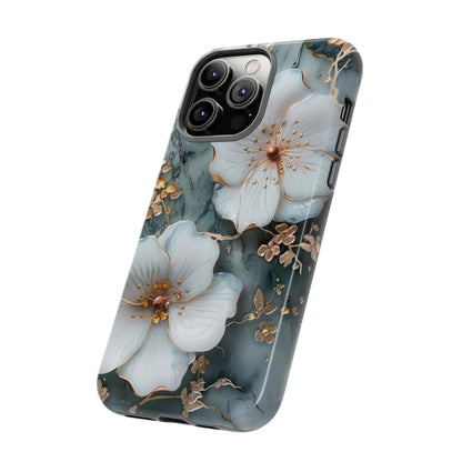 White Flower on Marble Stone  Phone Case