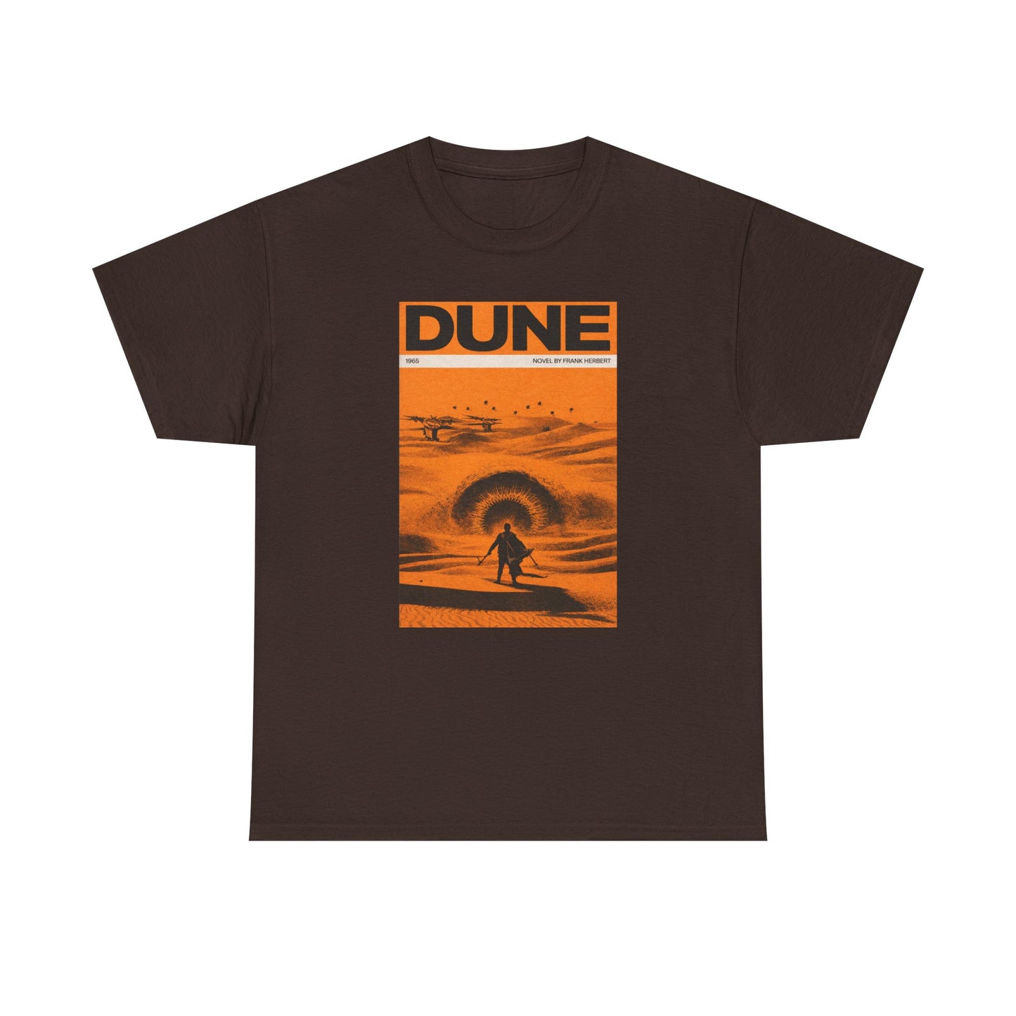 Retro Dune Sandworm Desert Sci Fi Book Cover Style T Shirt Epic Space Tee