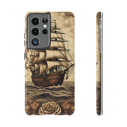 Vintage Tattoo Style Pirate Ship Phone Case