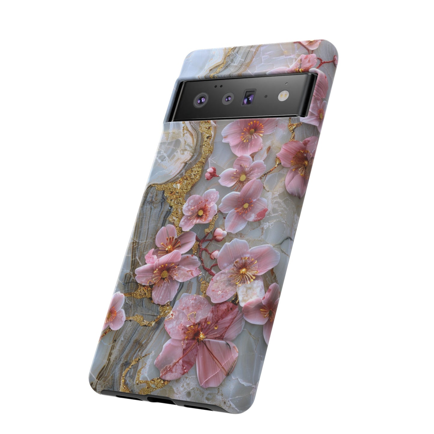 Pink Forget Me Nots Gold Floral Phone Case