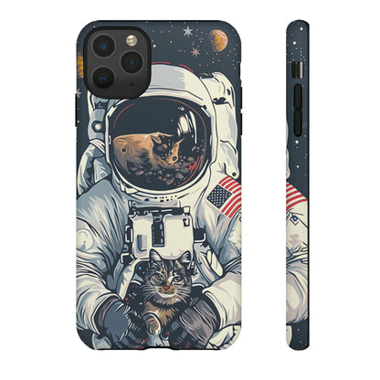 The Astronaut and the Cosmic Cat Phone Case