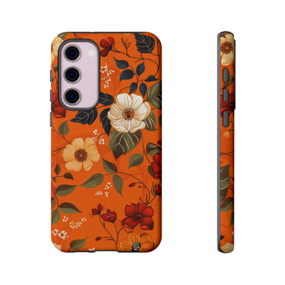 Orange Floral Phone Tough Case