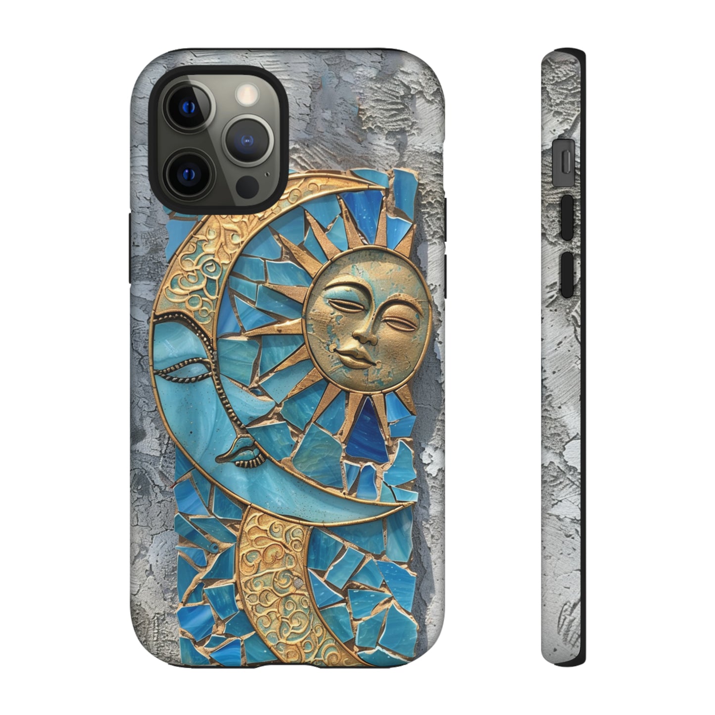 Boho Sun and Moon Mosaic Tile Stained Glass Phone Case