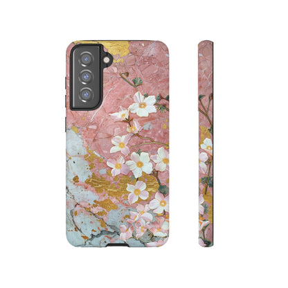 Pink Forget Me Nots Gold Floral Phone Case