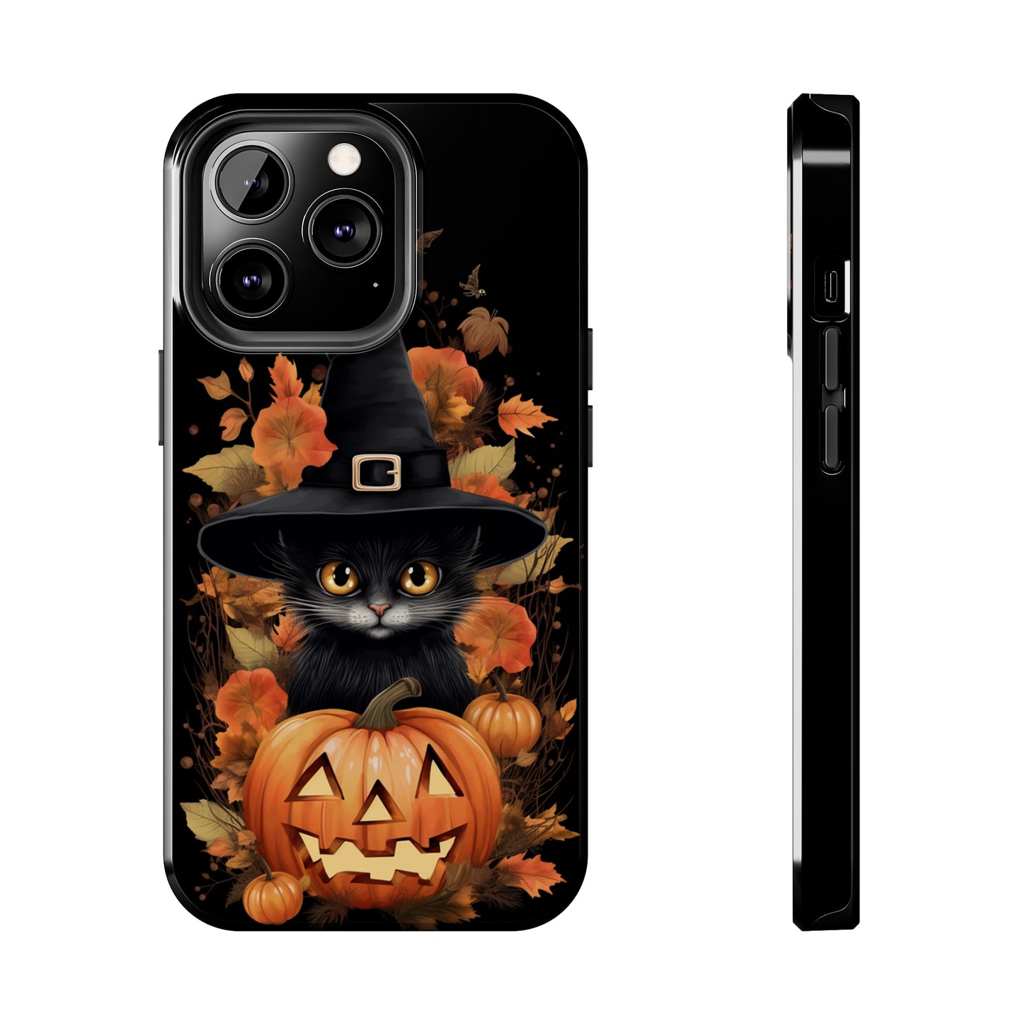 Trick or Treat Delight: Adorable Witch Cat Halloween Celebration | Whimsical iPhone Case