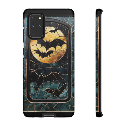 Halloween Phone Case Bats Stained Glass Style Spooky Moon Phone Cover