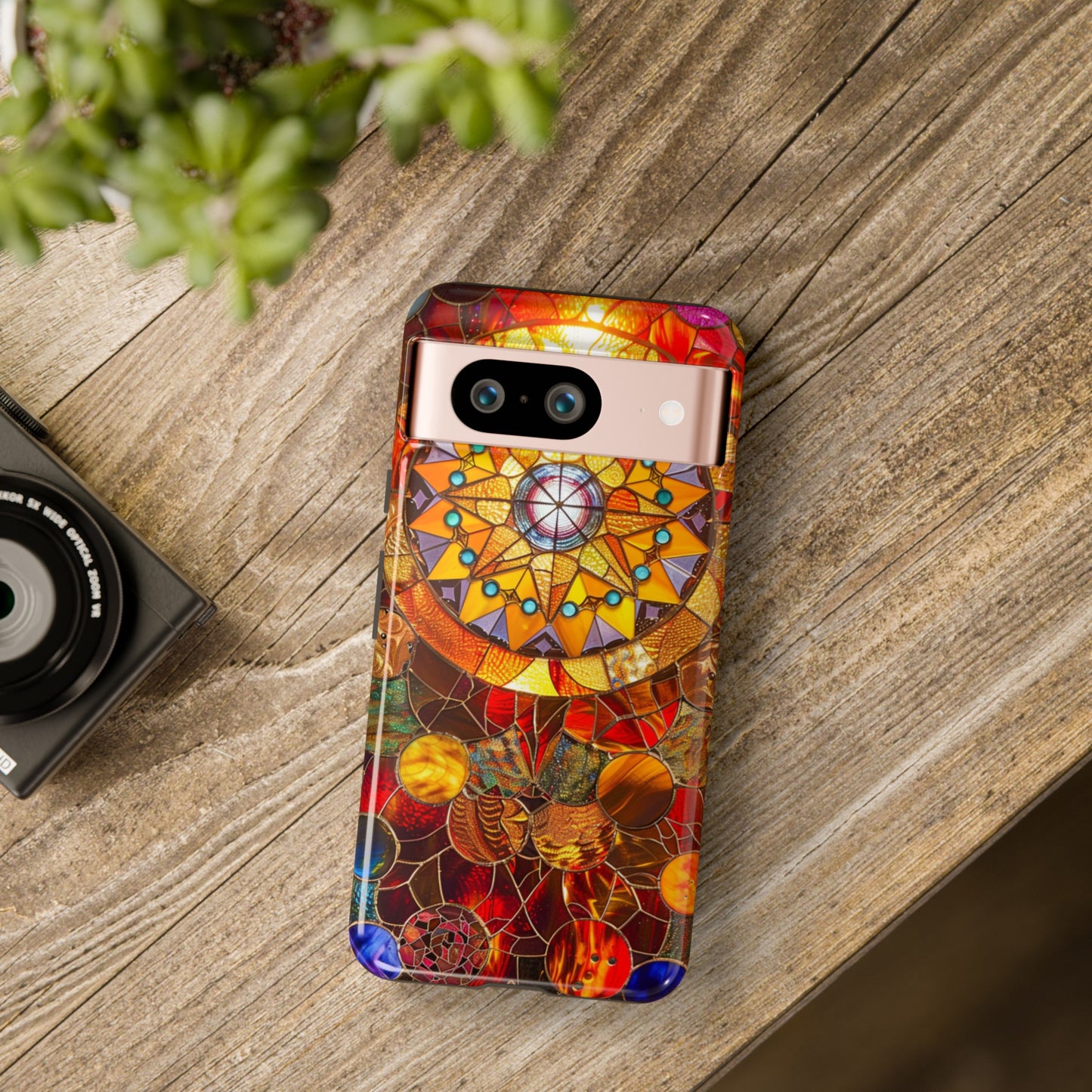 Cosmic Stained Glass Mandala Phone Case