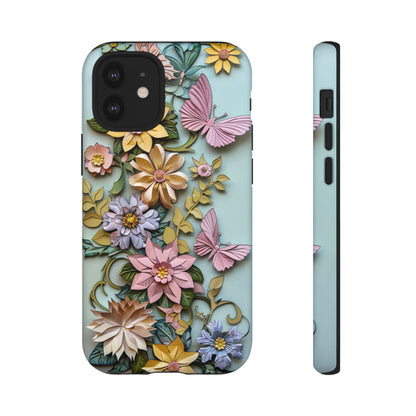 Pastel Pink Butterflies and Flowers iPhone Case