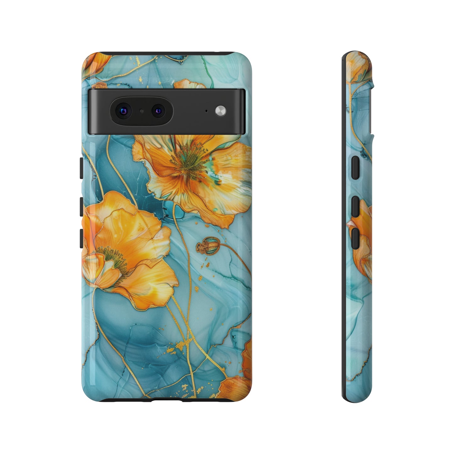 Gold Poppies Color Splash Floral Design Phone Case