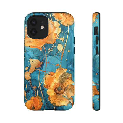 Gold Poppies Color Splash Floral Design Phone Case