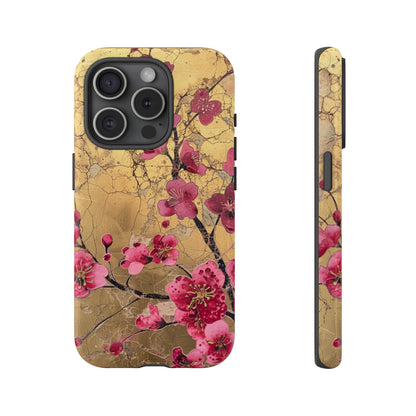 Pink Forget Me Nots Gold Floral Phone Case