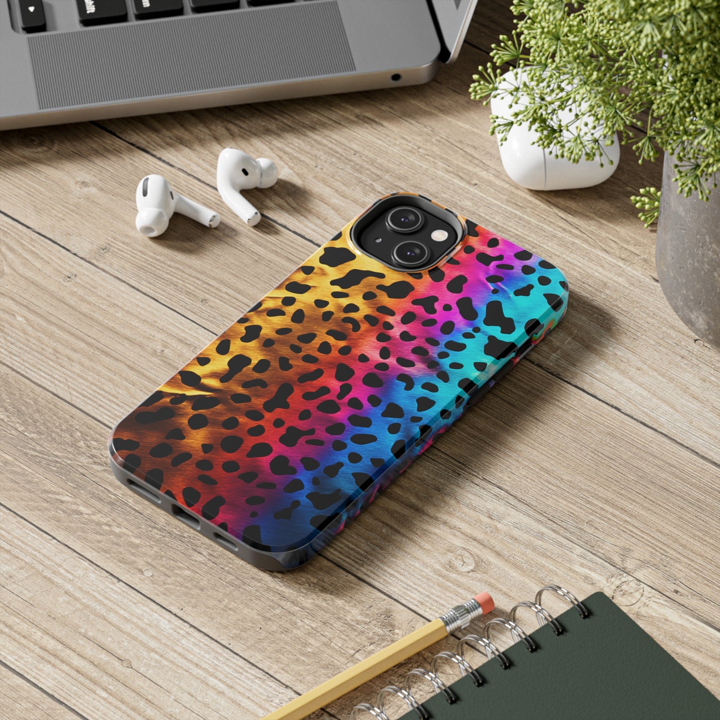 Kaleidoscopic Wild: Psychedelic Rainbow Leopard Print | Dazzling iPhone Case