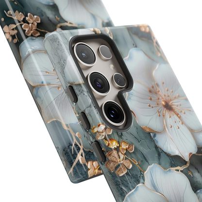 White Flower on Marble Stone  Phone Case