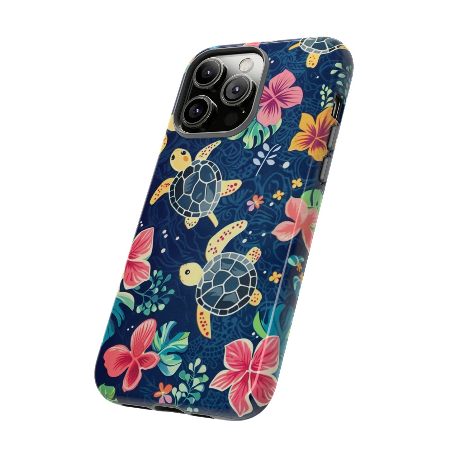 Undersea Floral Blue Sea Turtle Phone Case