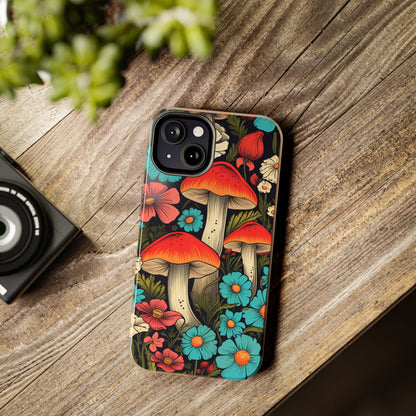 Psychedelic Retro Mushrooms iPhone case | Dive into Vintage Vibes