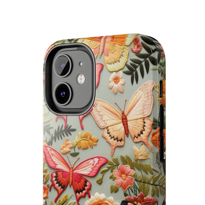 Embroidery Butterflies iPhone Case | Whimsical Elegance and Nature's Beauty in Handcrafted Detail