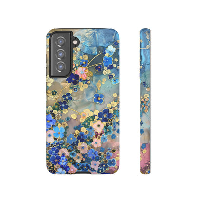 Forget Me Nots Gold Color Splash Floral Design Phone Case