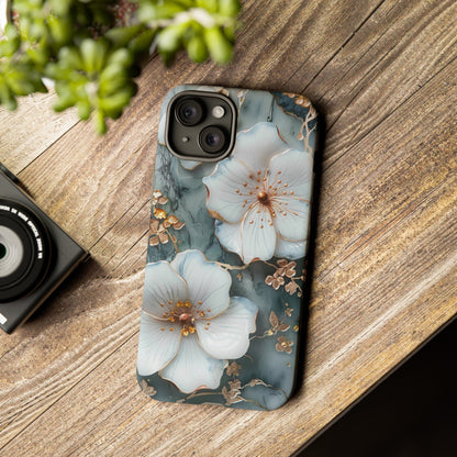 White Flower on Marble Stone  Phone Case