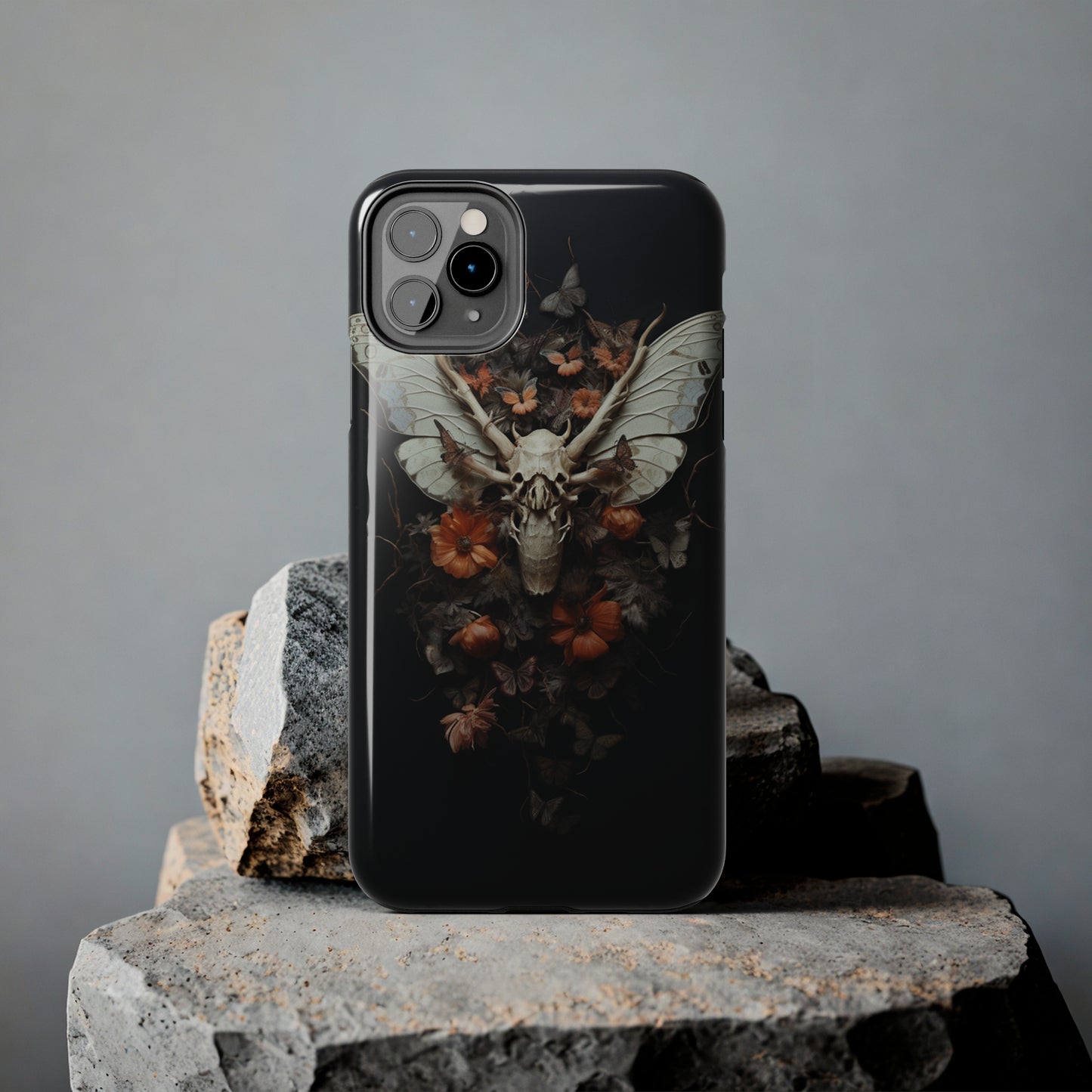 Deadhead Moth Gothic Dark Academia iPhone Case | Spooky Skull Mysterious Elegance