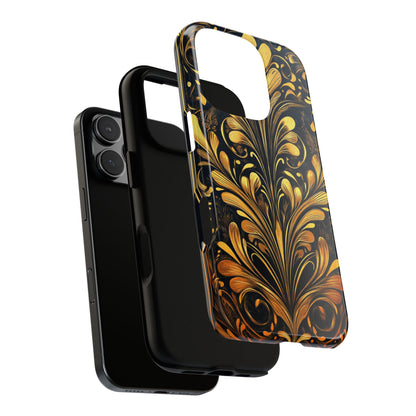 Gold Floral Art Deco White Marble Phone Case