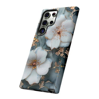 White Flower on Marble Stone  Phone Case