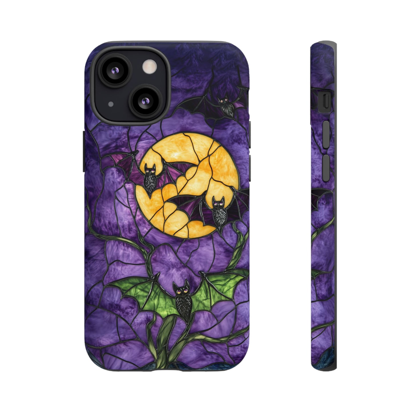 Full Moon Stained Glass Style Halloween Bats Phone Case