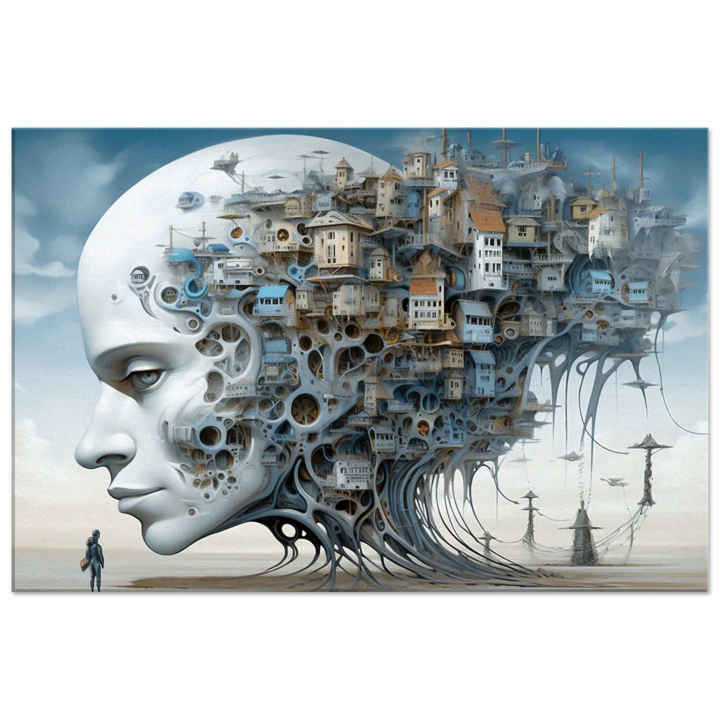 Head Full of Thoughts Surrealistic Art Canvas