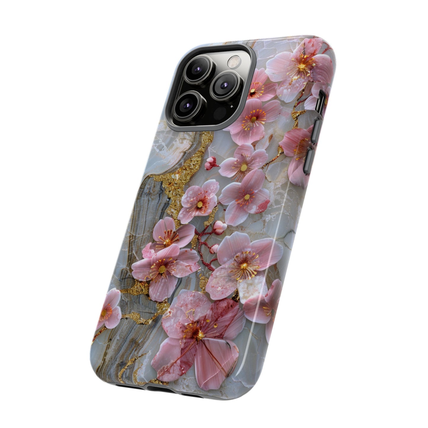 Pink Forget Me Nots Gold Floral Phone Case