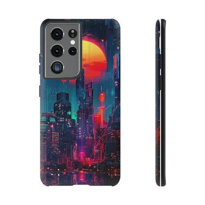 Cyberpunk Full Moon Cityscape Phone Case