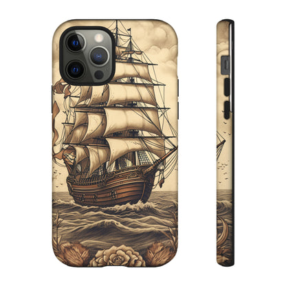 Vintage Tattoo Style Pirate Ship Phone Case