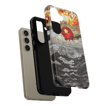 Japanese Rising Sun Phone Case Stained Glass Ocean Wave Phone Cover iPhone 15 Case