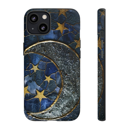 Moon Stars Stained Glass Starry Night Phone Case