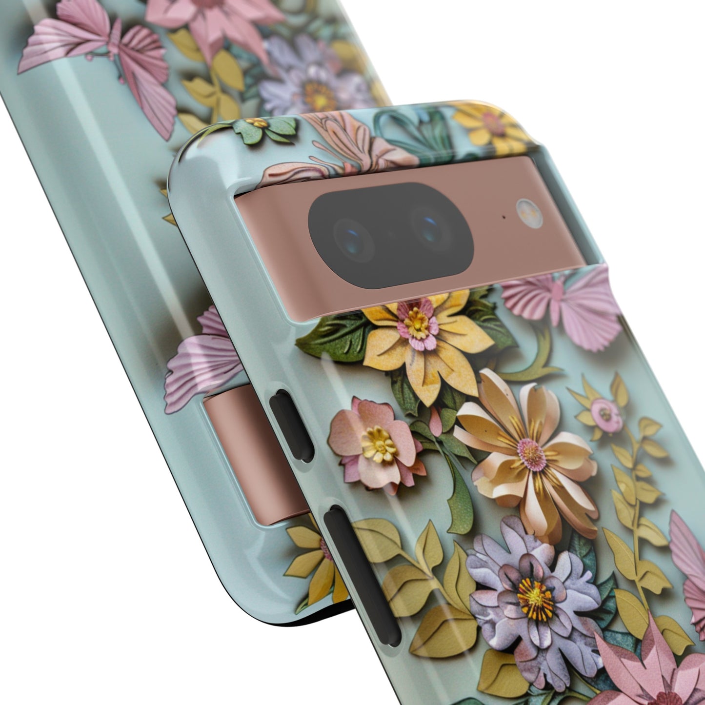 Pastel Pink Butterflies and Flowers iPhone Case