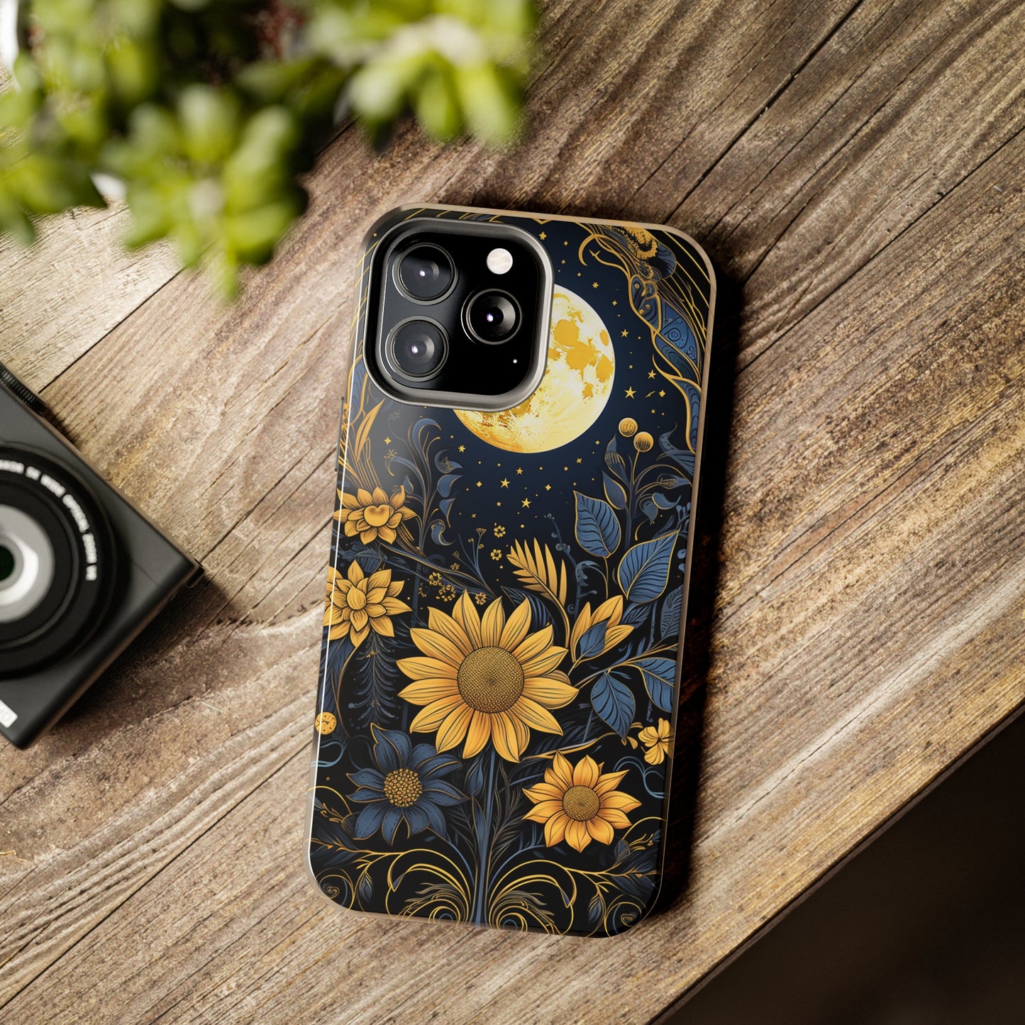 Starry Night Boho Meets Cottagecore: Floral Sun, Moon & Stars iPhone Case