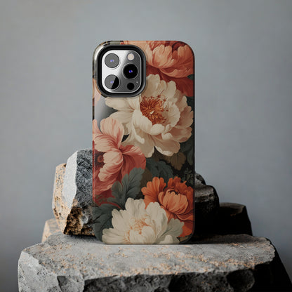 Vintage Floral Aesthetic Phone Tough Case Antique Print for iPhone 14 11 Pro 12 13 XR XS X 7+ 8 Boho Nature Flowers Cottage Core