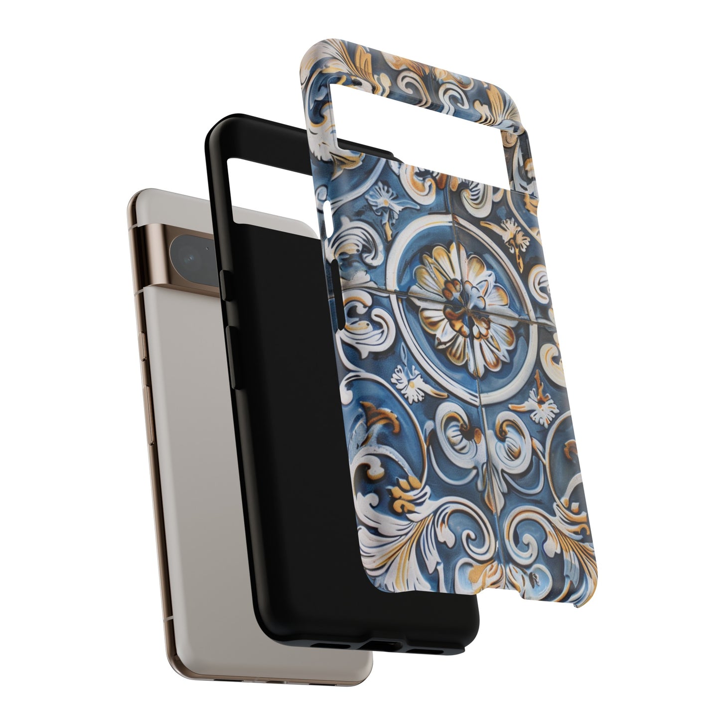 Azulejo Porcelain Blue & Creamy White Tile Mediterranean Design Phone Case