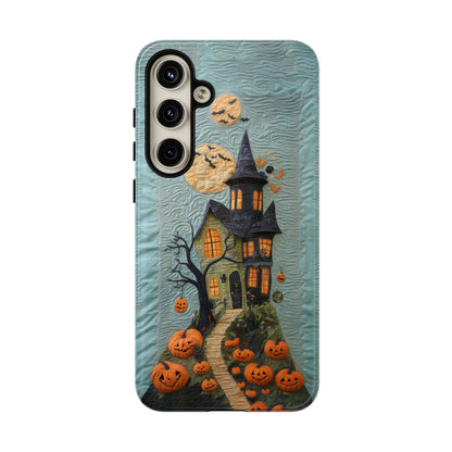 Halloween Haunted House Vintage Embroidery Style Phone Cover